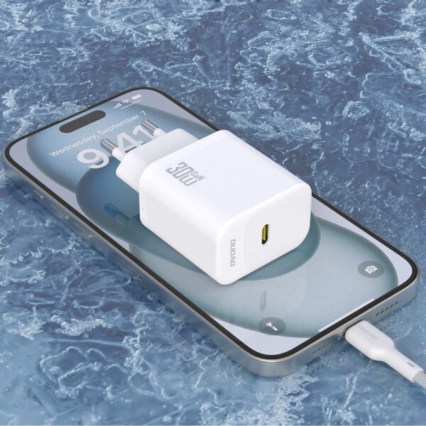 Dudao A27PCEU PD 30W GaN USB-C Wall Charger with USB-C Cable - Whiteeng
