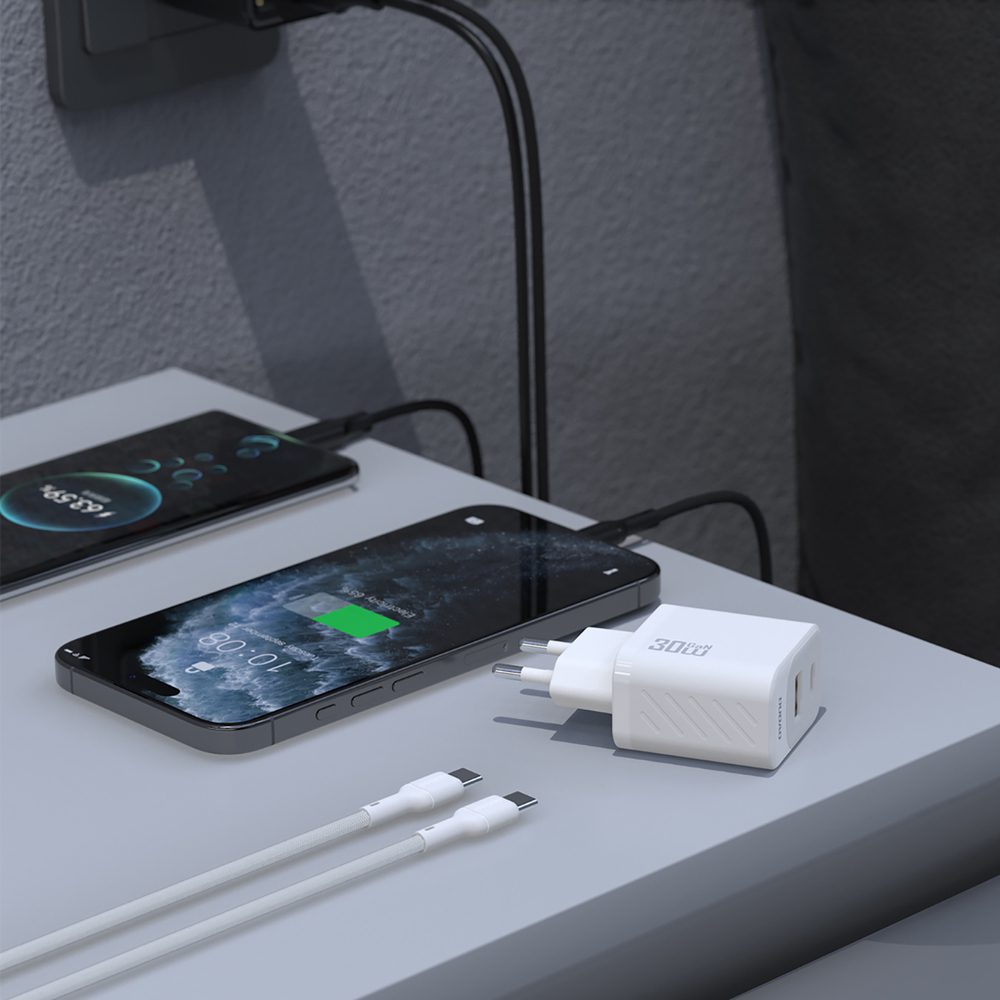 204514_4 Dudao A27TCEU PD 30W GaN USB-A USB-C Wall Charger with USB-C Cable - Blackeng