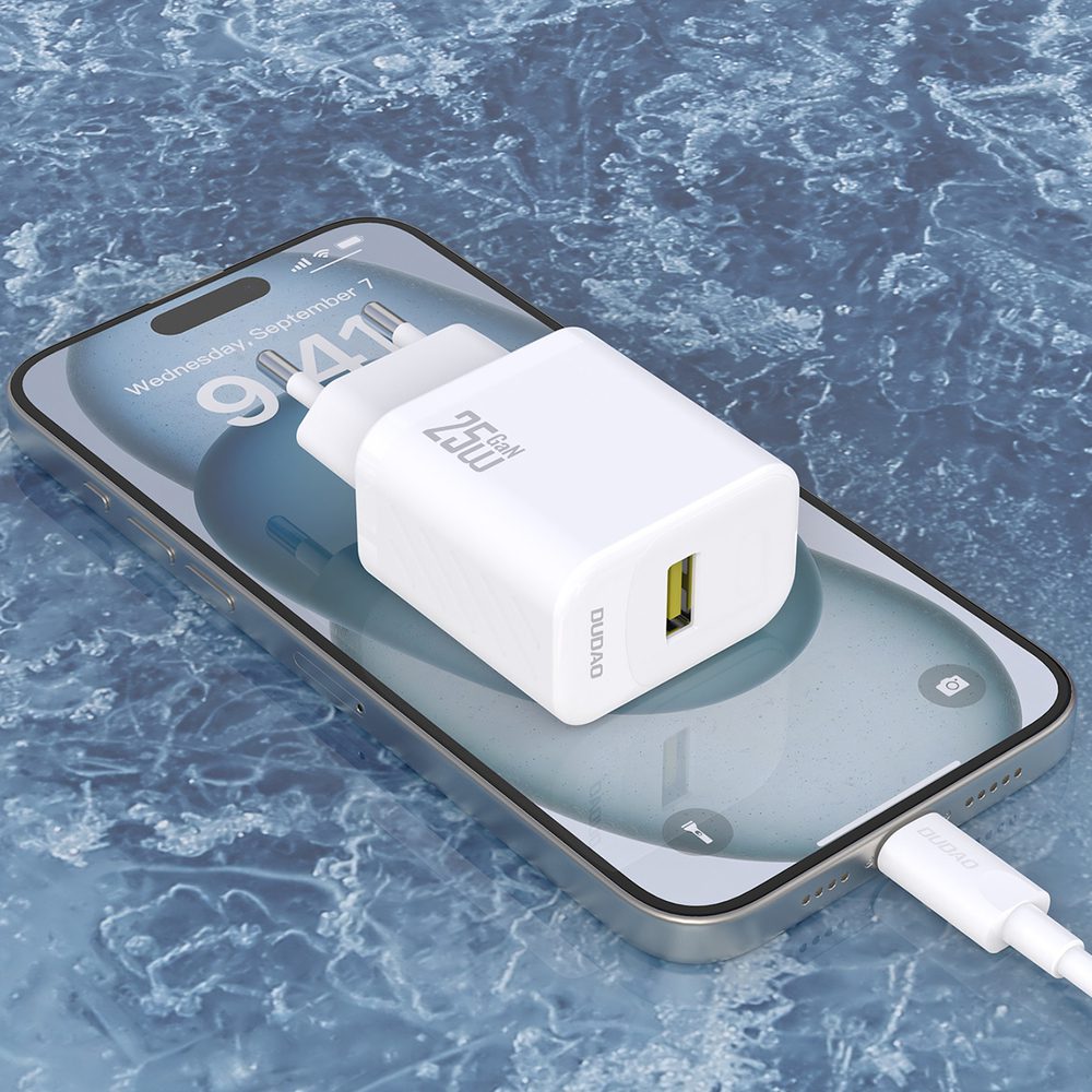 Dudao A27STEU 25W GaN USB-A Wall Charger with USB-A - USB-C Cable - Whiteeng