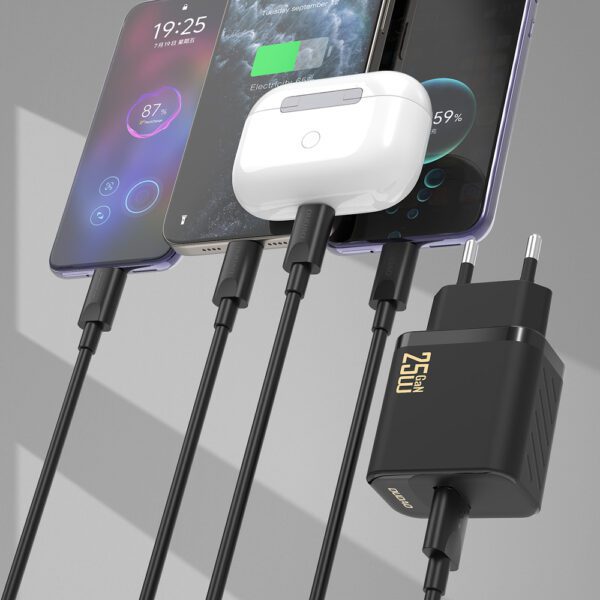 Dudao A27STEU 25W GaN USB-A Wall Charger with USB-A - USB-C Cable - Whiteeng