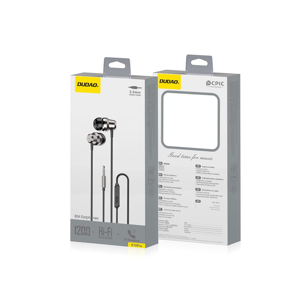 Dudao X10PRO in-ear headphones, wired, 3.5mm mini jack - blackeng