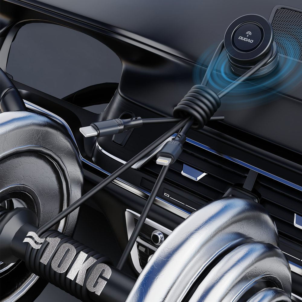 204530_5 Dudao F24MAX Car Holder with 15W Wireless Charger, MagSafe Compatible, with Automatic Suction Cup - Blackeng