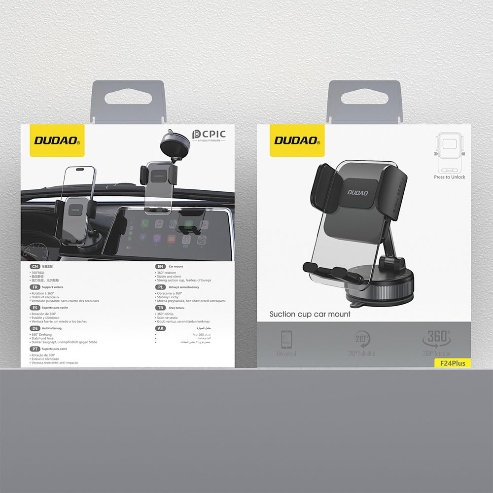 Dudao F24PLUS Car Holder with Suction Cup for Dashboard - Blackeng