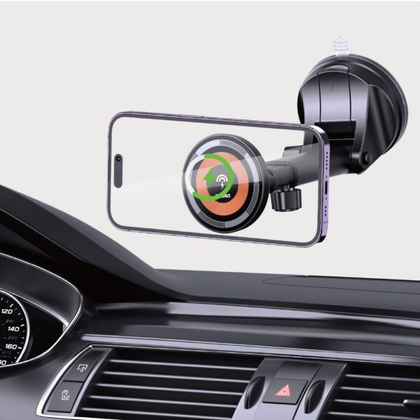 204534_10 Dudao F12MAX+ Car Holder with 15W Wireless Charger, Compatible with Magsafe - Blackeng