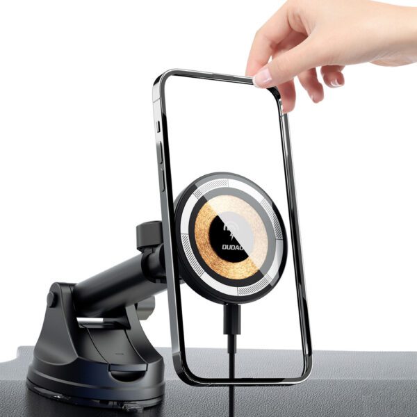 204534_6 Dudao F12MAX+ Car Holder with 15W Wireless Charger, Compatible with Magsafe - Blackeng