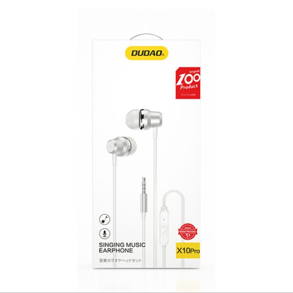 Dudao X10PRO wired headphones, mini jack 3.5mm, in-ear with remote control - whiteeng