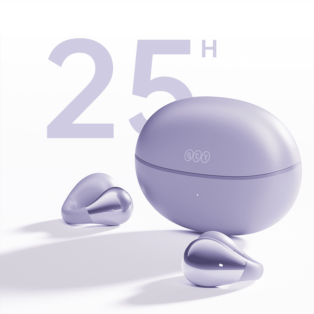 OWS QCY Crossky C30 Earphones with Clip IPX4 Bluetooth 5.4 - Purpleeng