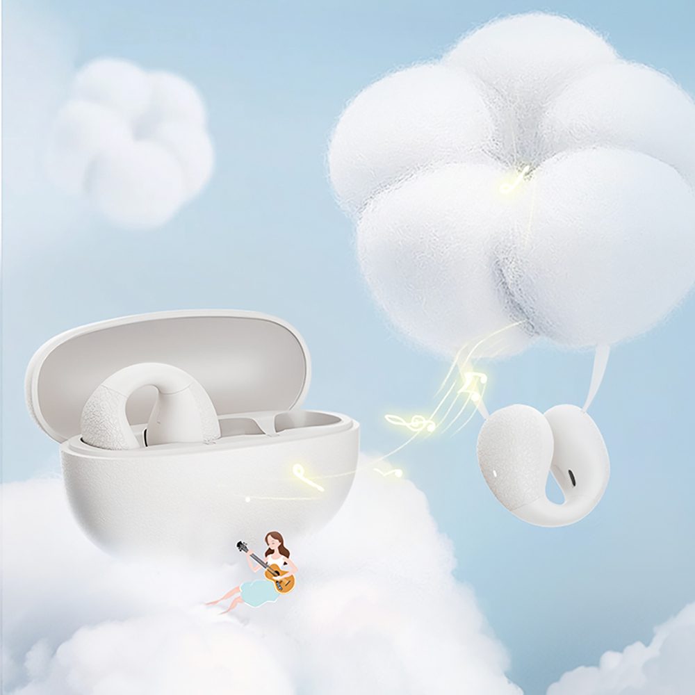 OWS QCY Crossky C10 Earphones with ENC Clip IPX5 Bluetooth 5.4 - Whiteeng