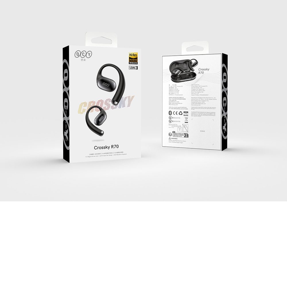 OWS QCY Crossky R70 LDAC IPX5 Headphones with Ear Hooks - Blackeng
