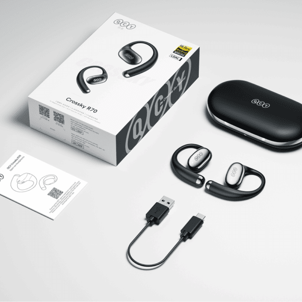 OWS QCY Crossky R70 LDAC IPX5 Headphones with Ear Hooks - Blackeng