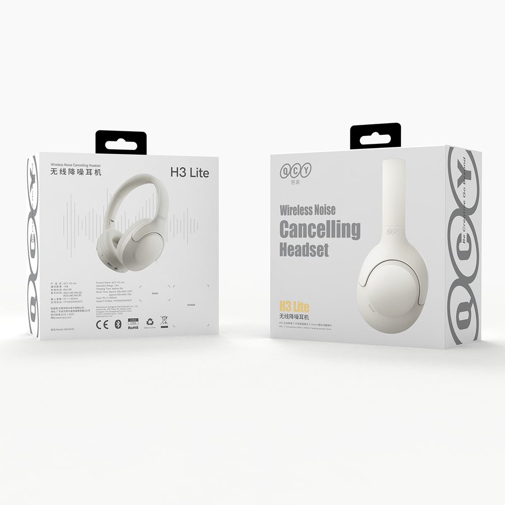 QCY H3 Lite Over-Ear Headphones with ANC and Bluetooth 5.3 - Whiteeng