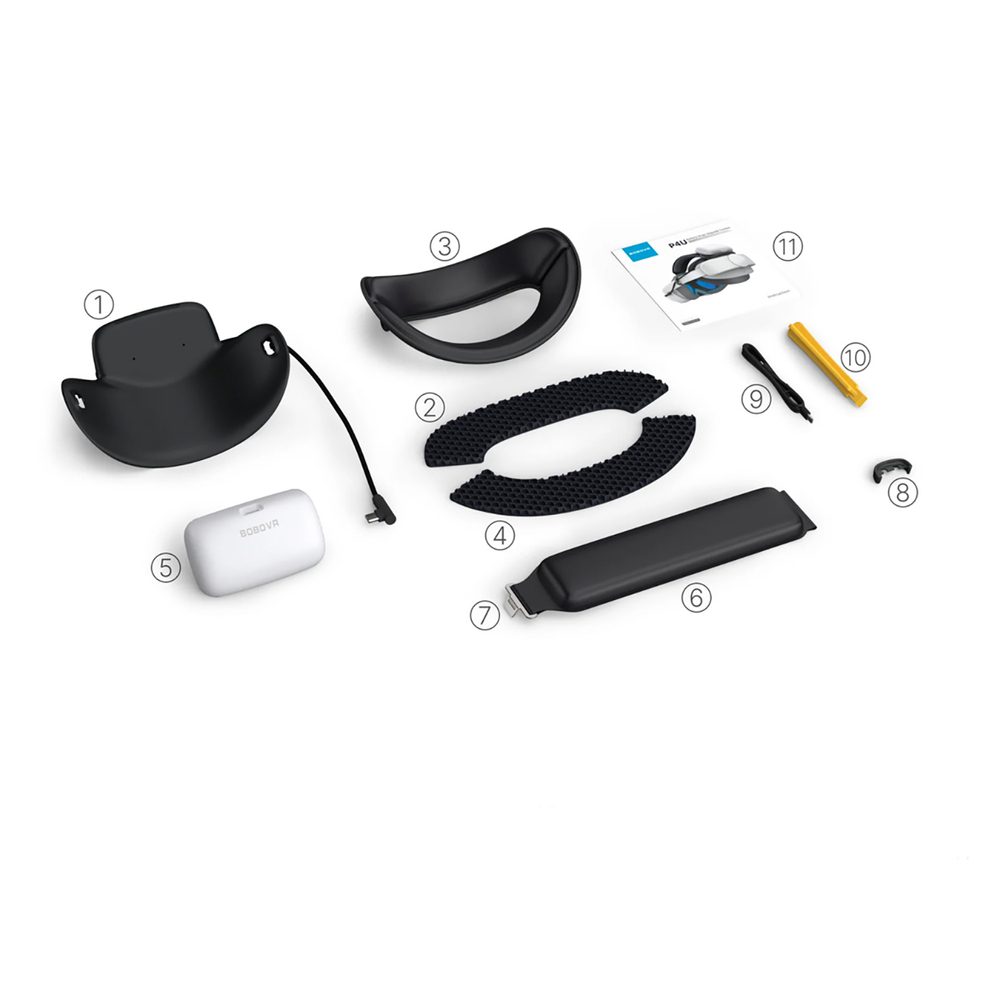 BoboVR P4U Head Strap with Battery for PICO 4 Ultra and Ultra Enterprise - White and Blackeng