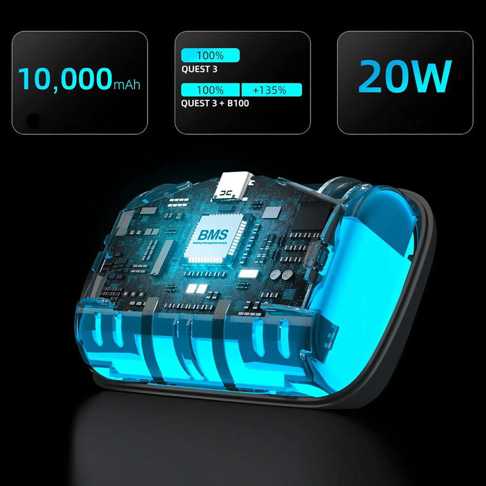 BoboVR B100 External Battery for Meta Quest S3 Pro and E3 Pro - Whiteeng