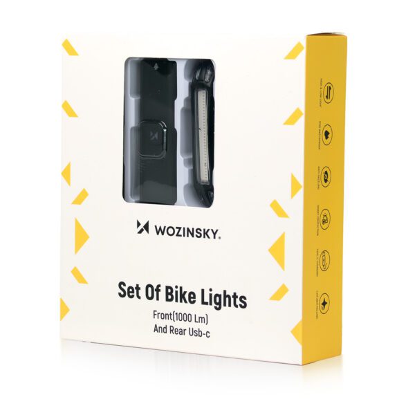 Wozinsky WSBLB3 Front (1000 lm) and Rear USB-C Bike Light Set - Blackeng