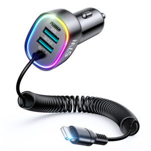 Joyroom fast car charger 4 in 1 PD, QC3.0, AFC, FCP with Lightning cable 1.6m 57W black (JR-CL20)eng