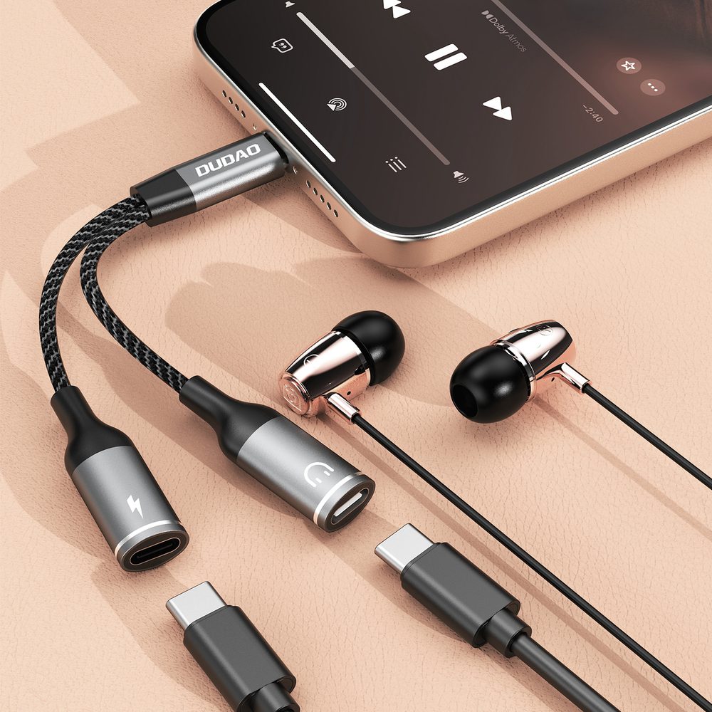 208491_4 Dudao L13C+ 2in1 USB-C Adapter - Grayeng