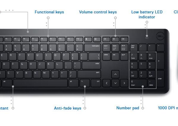 DELL ΑΣΥΡΜΑΤΟ SET KM3322W ΠΛΗΚΤΡΟΛΟΓΙΟ - ΠΟΝΤΙΚΙ ΜΑΥΡΟ