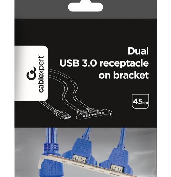 CABLEXPERT DUAL USB 3.0 RECEPTACLE ON BRACKET