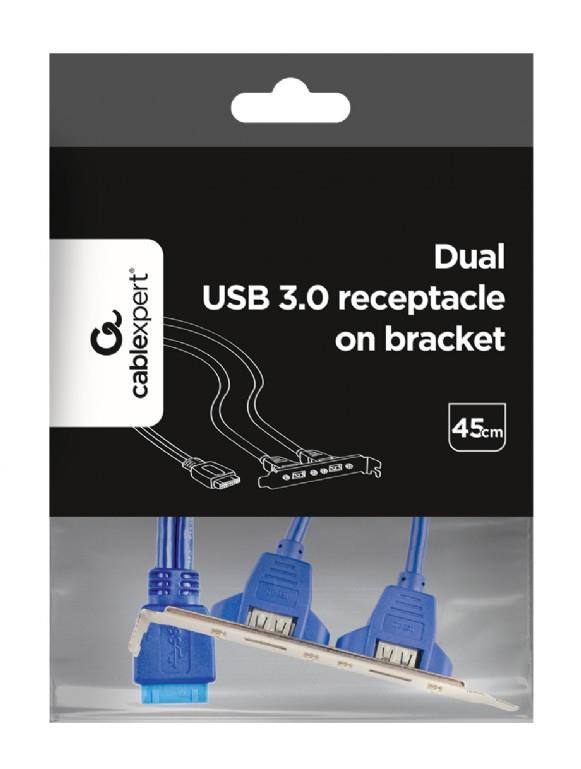 CABLEXPERT DUAL USB 3.0 RECEPTACLE ON BRACKET