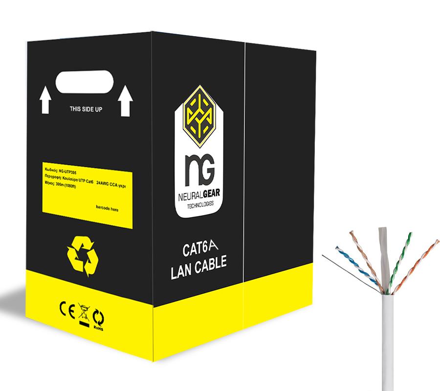 21701 NG ΚΑΛΩΔΙΟ ΔΙΚΤΥΟΥ UTP ΓΚΡΙ CAT6A COPPER 305m, 23AWG