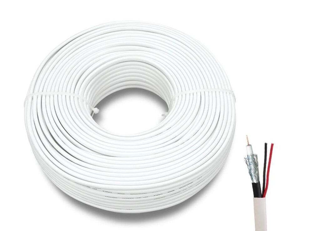 NG ΚΑΛΩΔΙΟ ΟΜΟΑΞΟΝΙΚΟ RG59 + ΤΡΟΦΟΔΟΣΙΑ  100m ΓΙΑ CCTV, ΧΑΛΚΟΣ