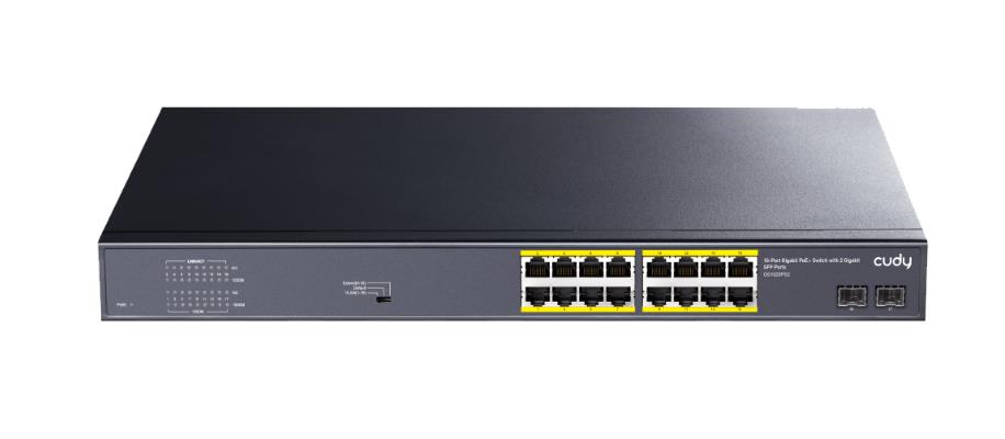 24124 CUDY GS1020PS2 16 PORT + 2 GIGABIT SFP POE+ SWITCH, 200W