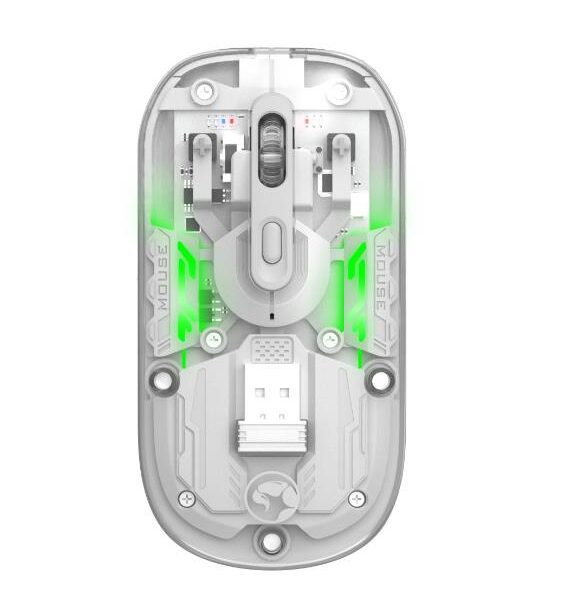 25721 MARVO M808W ΔΙΑΦΑΝΟ ΑΣΥΡΜΑΤΟ 2.4G+ ΠΟΝΤΙΚΙ, RGB, ΑΘΟΡΥΒΟΙ ΔΙΑΚΟΠΤΕΣ