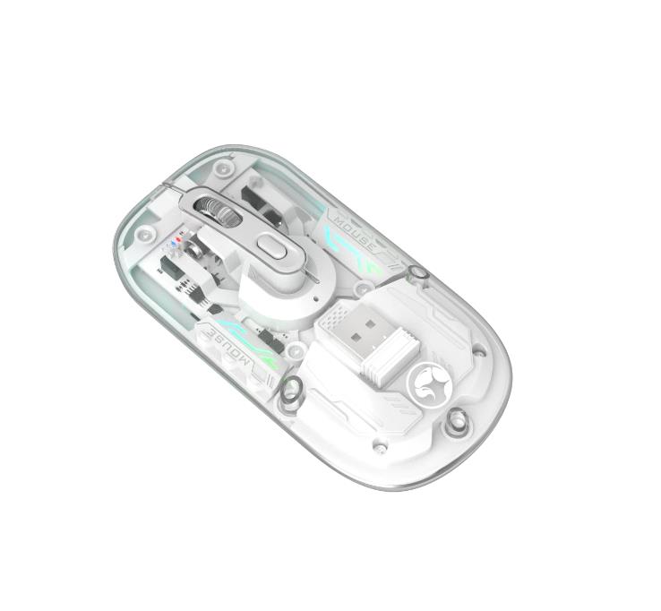 25724 MARVO M808W ΔΙΑΦΑΝΟ ΑΣΥΡΜΑΤΟ 2.4G+ ΠΟΝΤΙΚΙ, RGB, ΑΘΟΡΥΒΟΙ ΔΙΑΚΟΠΤΕΣ