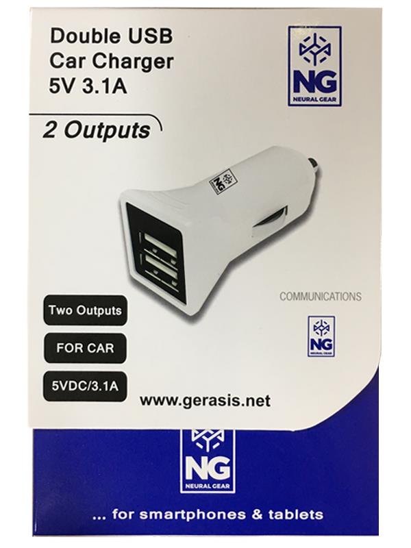 287 NG ΦΟΡΤΙΣΤΗΣ ΑΥΤΟΚΙΝΗΤΟΥ 2USB 5V 3.1A ΛΕΥΚΟ