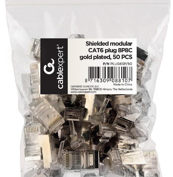 ΑΚΡΟΔΕΚΤΗΣ CABLEXPERT 8P8C RJ45 LAN, FTP, SFTP CAT6, ΣΑΚΟΥΛΑΚΙ 50 ΤΕΜΑΧΙΩΝ
