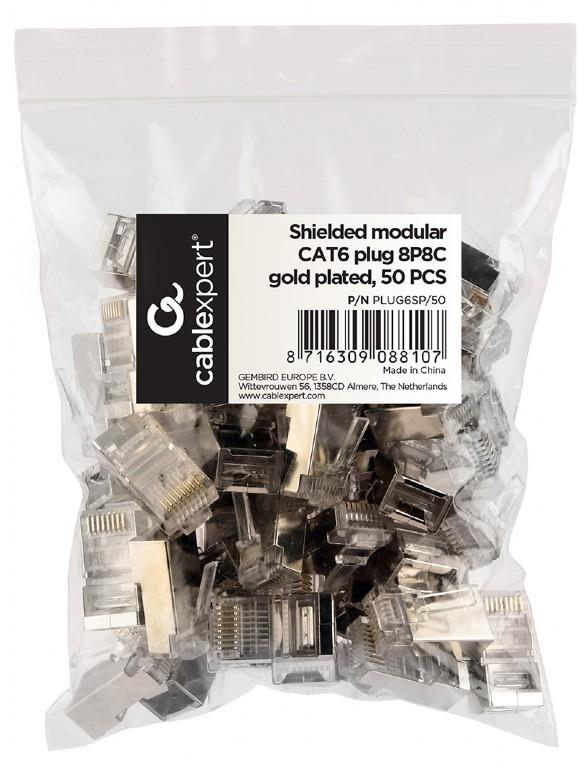 ΑΚΡΟΔΕΚΤΗΣ CABLEXPERT 8P8C RJ45 LAN, FTP, SFTP CAT6, ΣΑΚΟΥΛΑΚΙ 50 ΤΕΜΑΧΙΩΝ