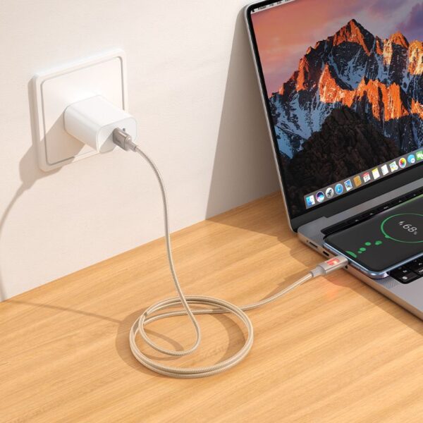 LED Cable USB A to USB C Hoco 3A 1,2 m U144 white