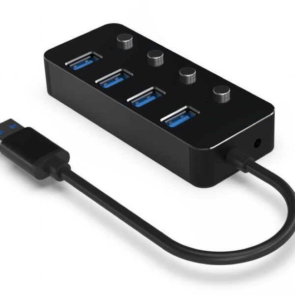 GEMBIRD USB HUB 3.1 ΜΕ ΔΙΑΚΟΠΤΕΣ, 4 PORT, ΜΑΥΡΟ