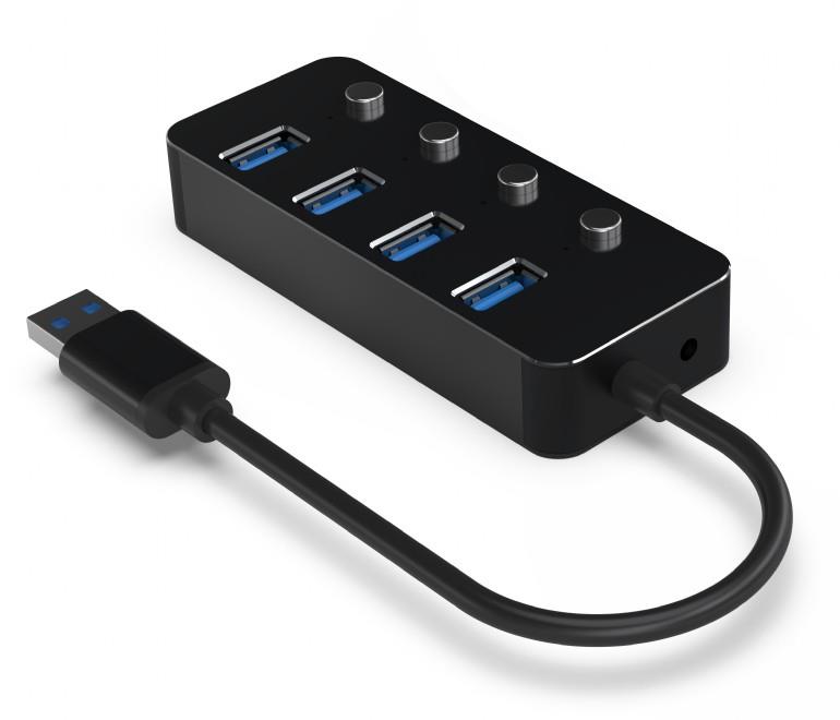 GEMBIRD USB HUB 3.1 ΜΕ ΔΙΑΚΟΠΤΕΣ, 4 PORT, ΜΑΥΡΟ