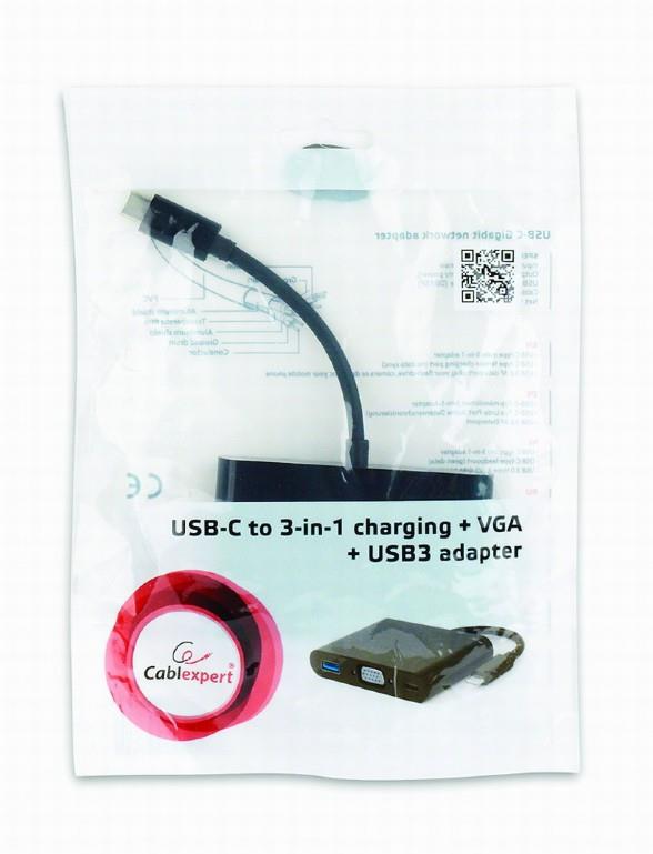 GEMBIRD ΜΕΤΑΤΡΟΠΕΑΣ TYPE C 3 ΣΕ 1, VGA + USB3 + TYPE-C
