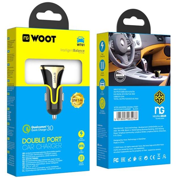 NG WOOT WT61 CAR CHARGER QC3.0 18W, 2 ΘΥΡΕΣ