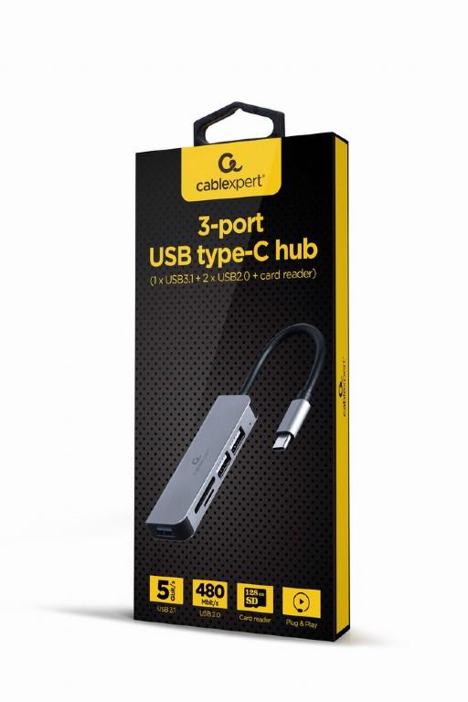 30836 GEMBIRD USB3 HUB, 1USB 3.0, 2XUSB 2.0, CARD READER