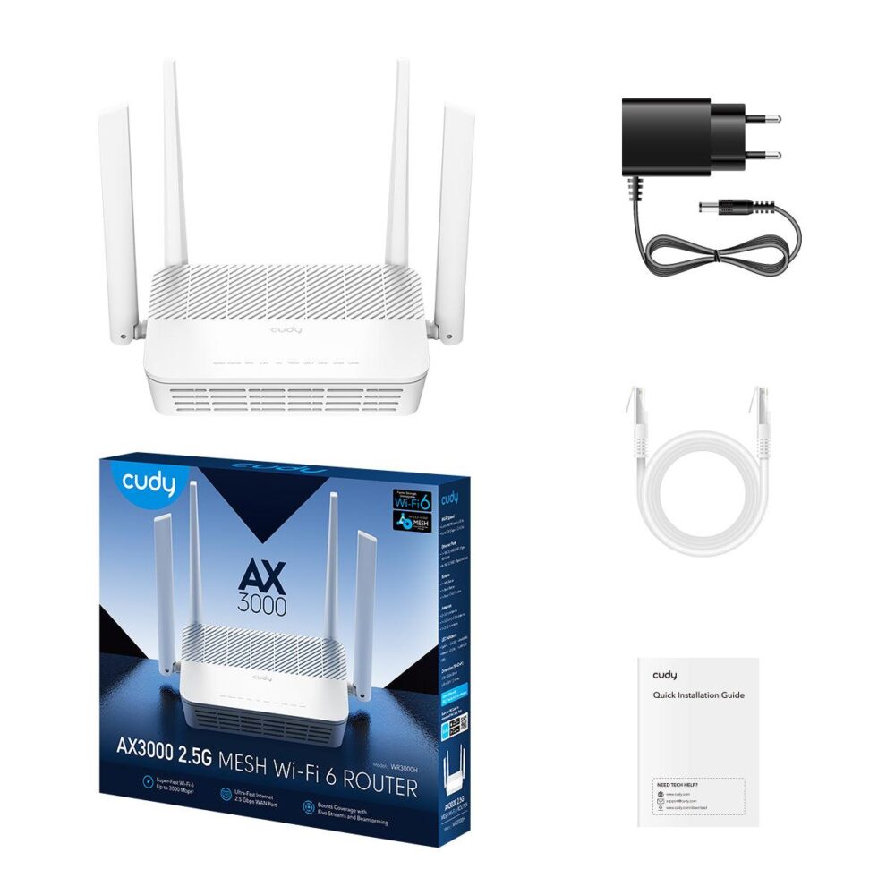 31561 CUDY WR3000H AX3000 2.5GHz, WIFI 6, MESH ROUTER
