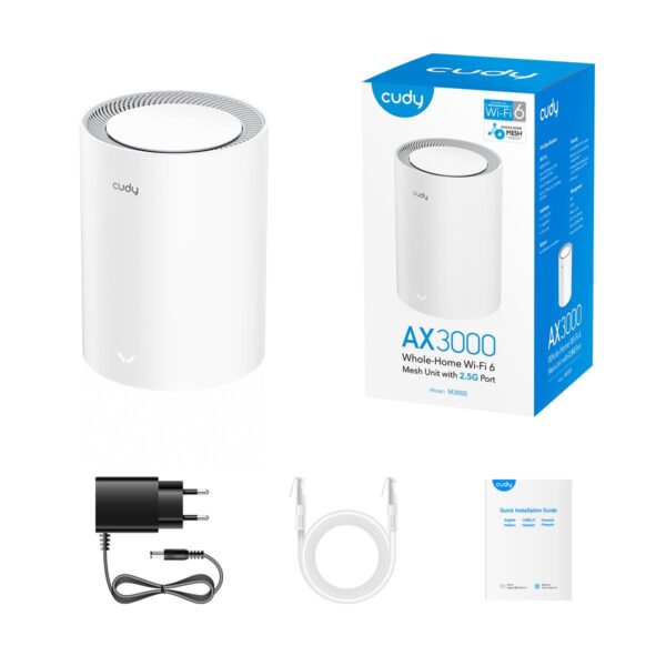 CUDY M3000 V2 AX3000 2.5GHz, WIFI 6, MESH SYSTEM, 1 PACK