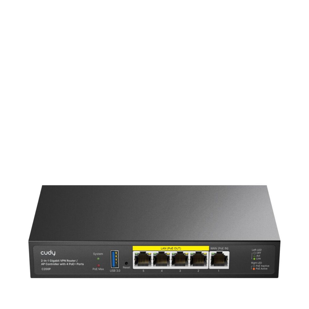 CUDY C200P GIGABIT VPN ROUTER, AP CONTROLLER, 4 POE PORTS
