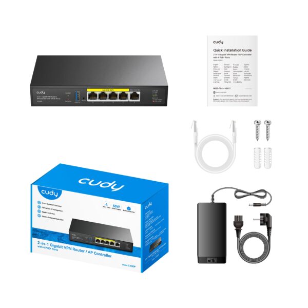 CUDY C200P GIGABIT VPN ROUTER, AP CONTROLLER, 4 POE PORTS