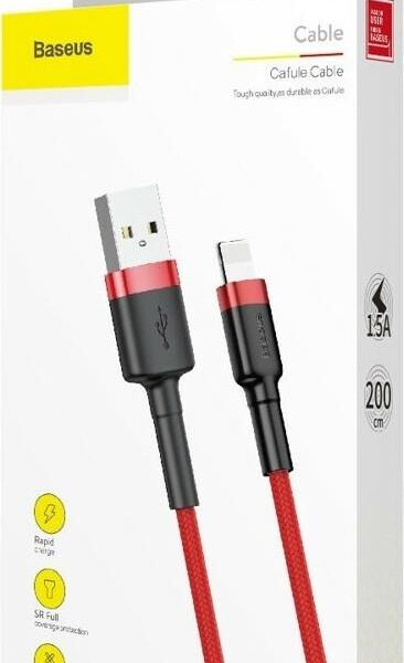 31687 BASEUS CAFULE ΚΑΛΩΔΙΟ ΦΟΡΤΙΣΗΣ, USB ΣΕ LIGHTNING, 2M, 1.5A, ΚΟΚΚΙΝΟ