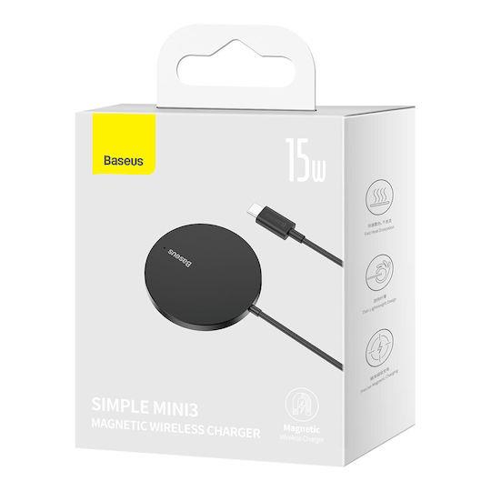 BASEUS SIMPLE MINI3 ΑΣΥΡΜΑΤΟΣ ΦΟΡΤΙΣΤΗΣ, 15W, ΜΑΥΡΟΣ