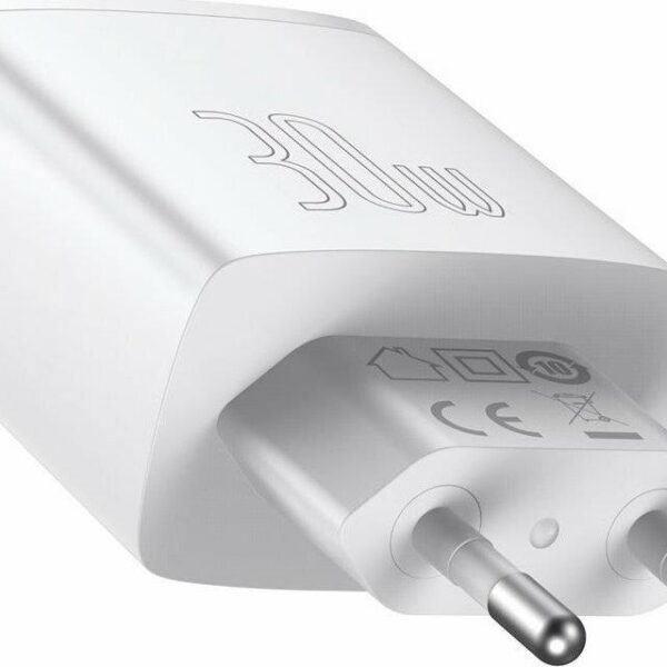 BASEUS COMPACT ΦΟΡΤΙΣΤΗΣ ΓΡΗΓΟΡΗΣ ΦΟΡΤΙΣΗΣ, 3 ΘΥΡΕΣ, 30W, ΛΕΥΚΟΣ