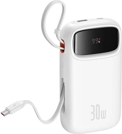 31794 BASEUS QPOW 2 POWERBANK ΤΑΧΕΙΑΣ ΦΟΡΤΙΣΗΣ, ΨΗΦΙΑΚΗ ΟΘΟΝΗ, ΚΑΛΩΔΙΟ TYPE-C, 30W, ΛΕΥΚΟ