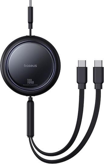 31796 BASEUS BRIGHT MIRROR SERIES ΚΑΛΩΔΙΟ ΓΡΗΓΟΡΗΣ ΦΟΡΤΙΣΗΣ, 2 x TYPE-C, 1m, 100W, ΜΑΥΡΟ