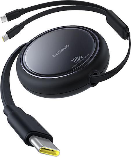 31797 BASEUS BRIGHT MIRROR SERIES ΚΑΛΩΔΙΟ ΓΡΗΓΟΡΗΣ ΦΟΡΤΙΣΗΣ, 2 x TYPE-C, 1m, 100W, ΜΑΥΡΟ