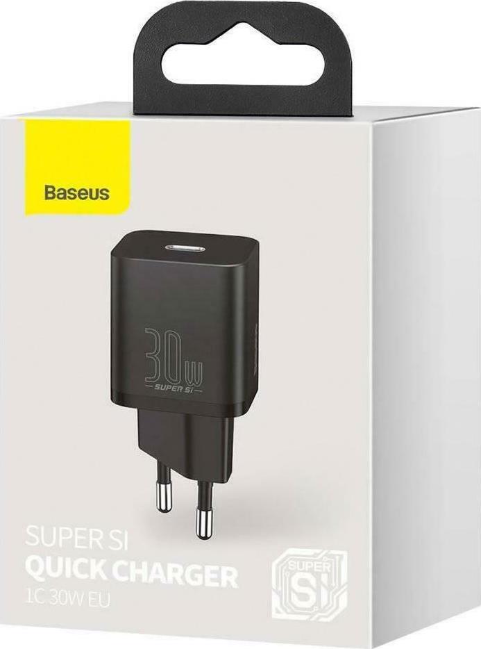 31864 BASEUS SUPER SΙ, ΦΟΡΤΙΣΤΗΣ ΓΡΗΓΟΡΗΣ ΦΟΡΤΙΣΗΣ, 1 ΘΥΡΑ, 30W, ΜΑΥΡΟΣ