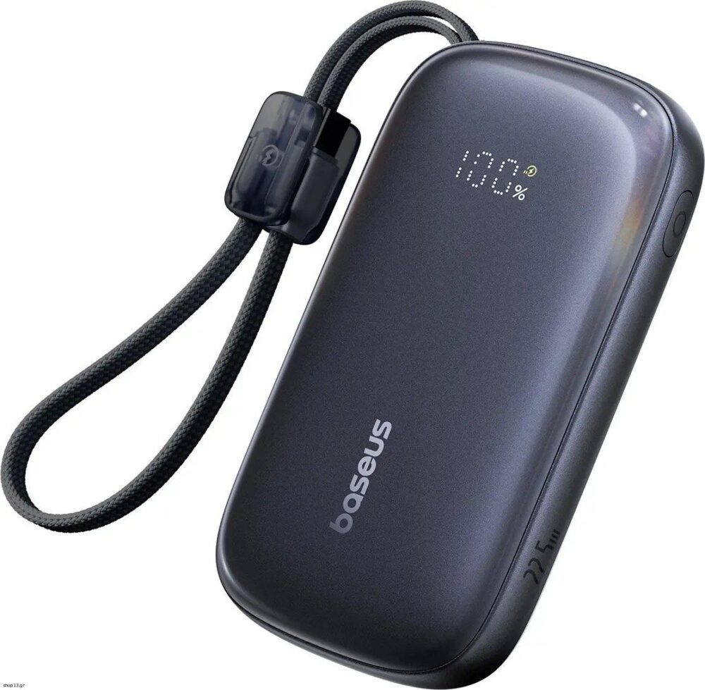 BASEUS ENERFILL FC21 QPOW3 ULTRA, POWERBANK, 10000MAh, ΜΕ  ΚΑΛΩΔΙΟ LIGHTNING, 22.5W, ΜΕ ΨΗΦΙΑΚΗ ΟΘΟΝΗ, ΜΑΥΡΟ