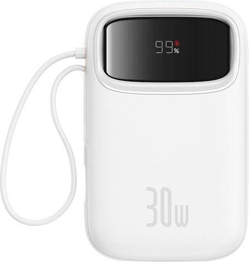 31942 BASEUS QPOW2, POWERBANK, 10000MAh, ΜΕ 2 ΚΑΛΩΔΙΑ TYPE-C, 30W, ΜΕ ΨΗΦΙΑΚΗ ΟΘΟΝΗ, ΛΕΥΚΟ